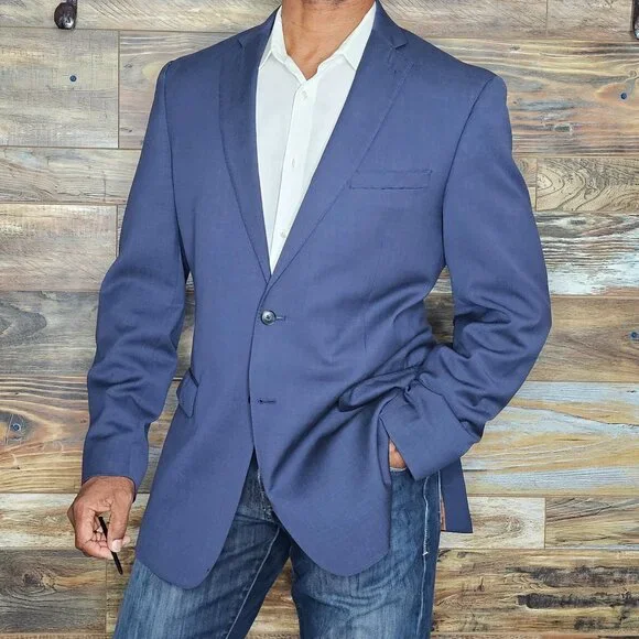 Jos. A. Bank | Suits & Blazers | Joseph Jos A Bank Slim Fit 0 Wool Blue  Dual Vent Blazer Sport Jacket 42l | Poshmark